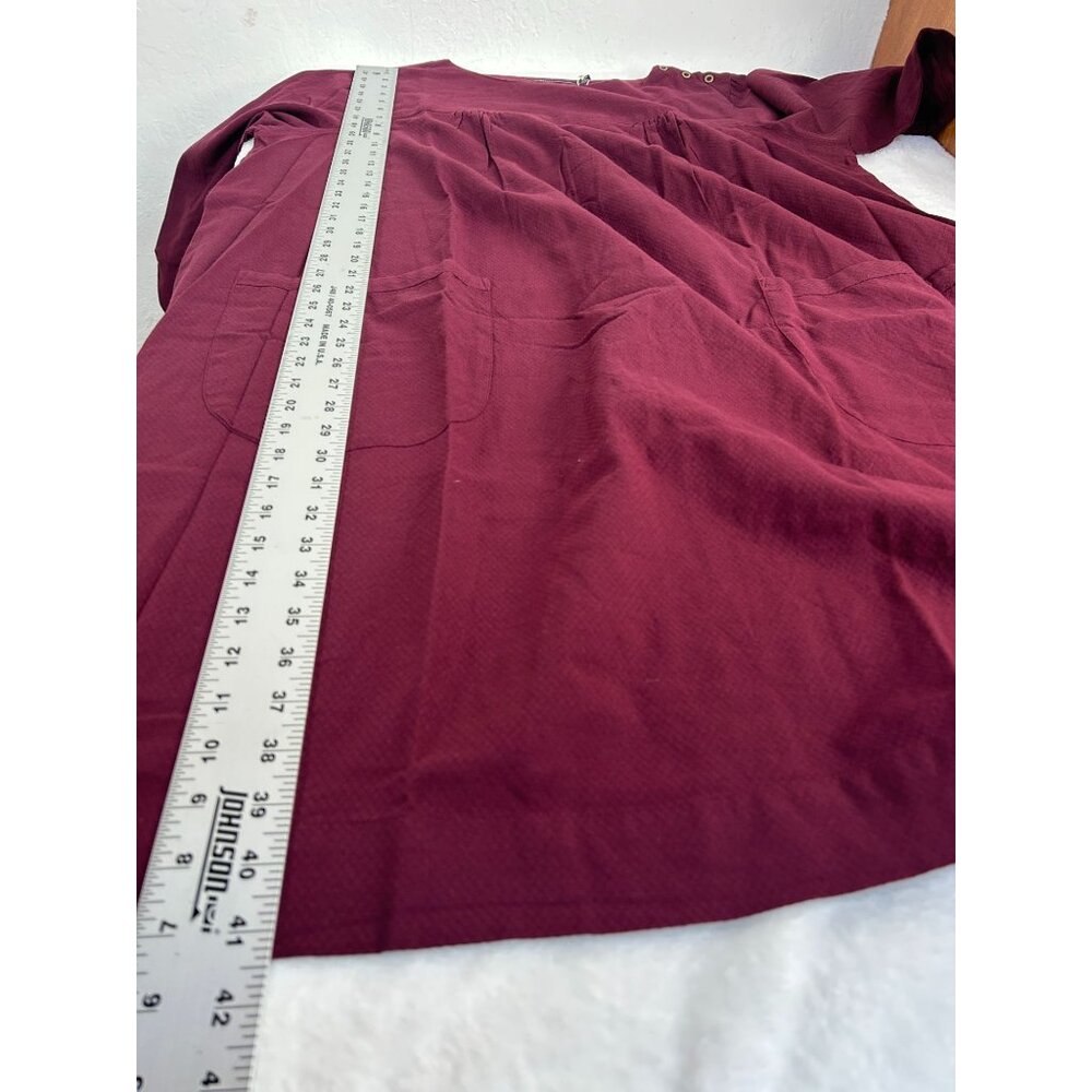 Gudrun Sjödén Womens Benedita Woven Dress Organic Cotton Large Burgundy New $104 - Picture 9 of 9